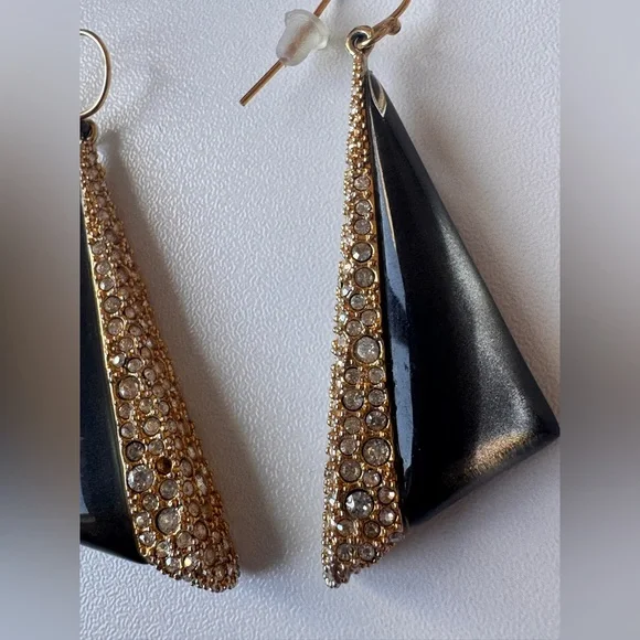 Alexis Bittar Black Lucite Linear Inlay Crystal Earrings - Picture 5 of 6